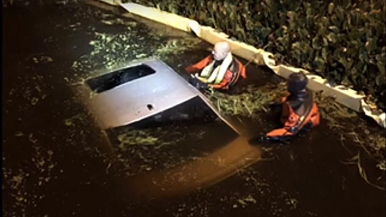 Hillsborough County Sheriff’s divers were able to retrieve the soaked, sunken car. (Fox Screenshot)