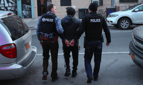 Immigration and Customs Enforcement arrest an illegal alien in New York City on Apr. 11, 2018. (John Moore/Getty Images)