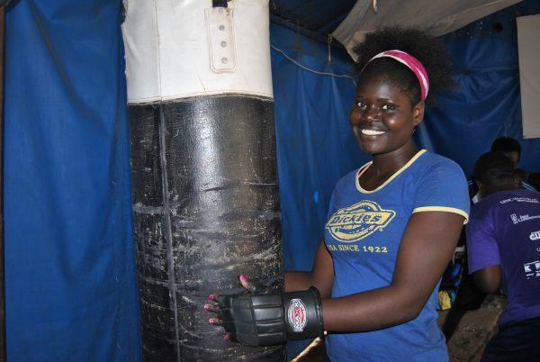 Vivian Auma, 17, during her training session on Sept. 27, 2018 at the boxing club established by the Tegla Lorupe Foundation in the Kawangware slum in Nairobi, Kenya. (Dominic Kirui/Special to The Epoch Times)