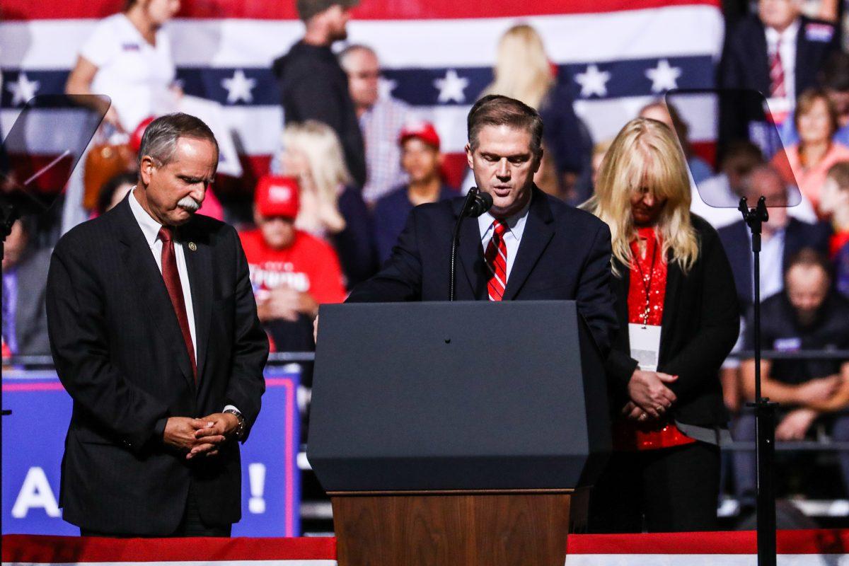 West Virginia State Senator Ryan Ferns at a Make America Great Again rally in Wheeling, West Va., on Sept. 29, 2018. (Charlotte Cuthbertson The Epoch Times)