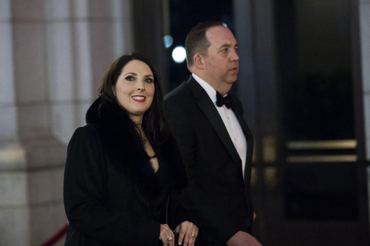 Ronna Romney McDaniel, chair of the Republican National Committee, arrives at Union Station for a dinner for Trump campaign donors, in Washington on Jan. 19, 2017. (Drew Angerer/Getty Images)