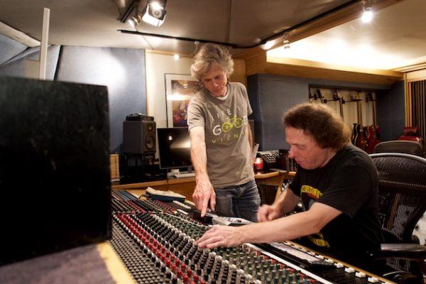 Gene Bowen in the control room with sound engineer Kenny Lienhardt at Threshold Recording Studios NYC. (Shenghua Sung)