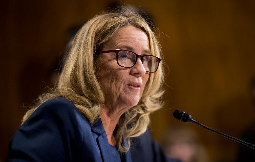 Christine Blasey Ford testifies during the Senate Judiciary Committee hearing on the nomination of Brett Kavanaugh to be an associate justice of the U.S. Supreme Court in Washington, on Sept. 27, 2018. (Photo By Tom Williams-Pool/Getty Images)
