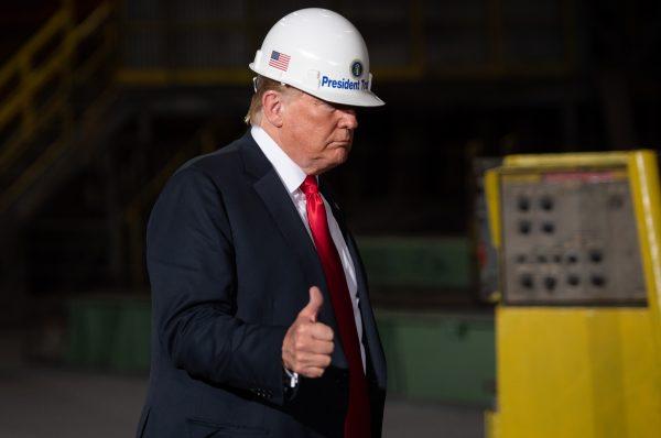 President Donald Trump tours US Steel's Granite City Works steel mill in Granite City, Ill., on July 26, 2018. (Saul Loeb/AFP/Getty Images)