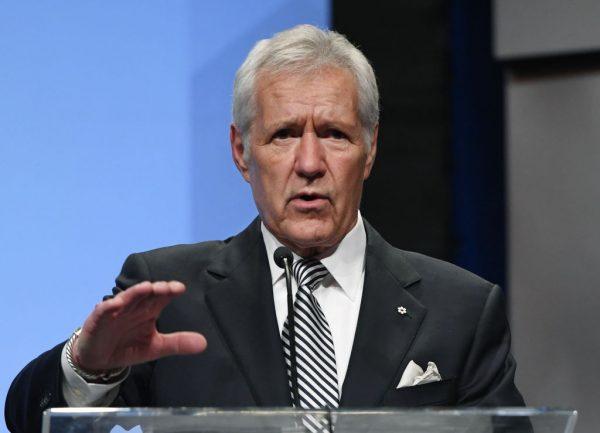 "Jeopardy!" host Alex Trebek as he is inducted into the National Association of Broadcasters Broadcasting Hall of Fame during the NAB Achievement in Broadcasting Dinner at the Encore Las Vegas on April 9, 2018, in Las Vegas. (Ethan Miller/Getty Images)