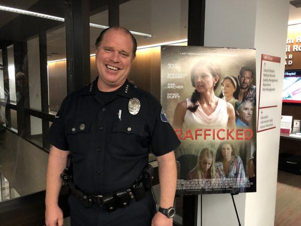 Carl Povilaitis, chief of police for the City of Glendale at a "Trafficking" film screening in Glendale, Calif. on Sept. 28. (Annie Wang/The Epoch Times)