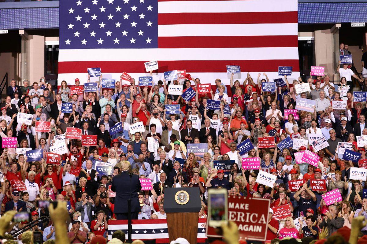 President Donald Trump at a Make America Great Again rally in Southaven, Miss., on Oct. 2, 2018. (Charlotte Cuthbertson/The Epoch Times)