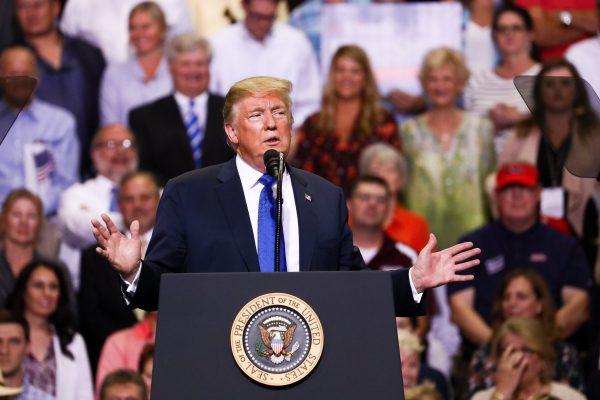 President Donald Trump at a Make America Great Again rally in Southaven, Miss., on Oct. 2, 2018. (Charlotte Cuthbertson/The Epoch Times)