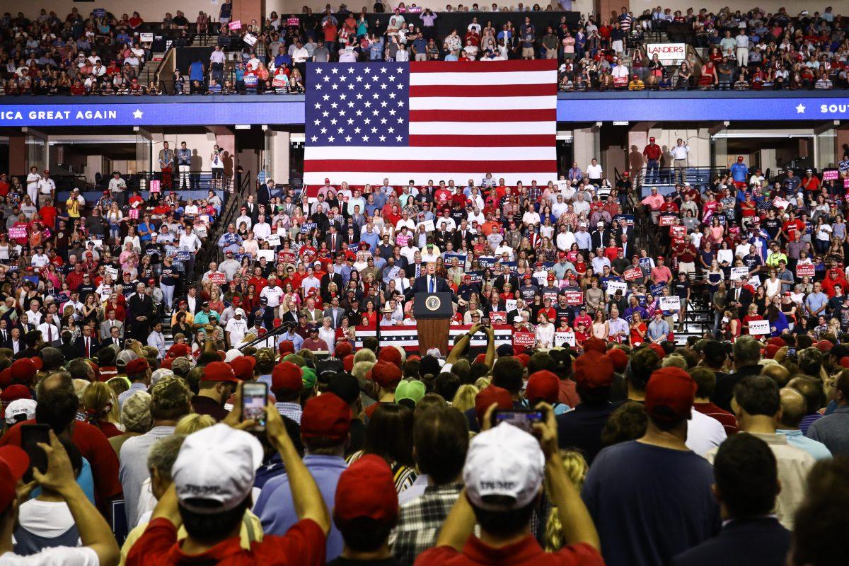 President Donald Trump at a Make America Great Again rally in Southaven, Miss., on Oct. 2, 2018. (Charlotte Cuthbertson/The Epoch Times)