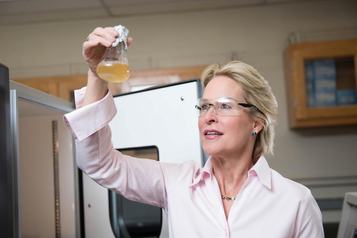 Frances Arnold of the California Institute of Technology (CalTech), a winner of the 2018 Nobel Prize for Chemistry, poses in a laboratory. (California Institute of Technology/Reuters)