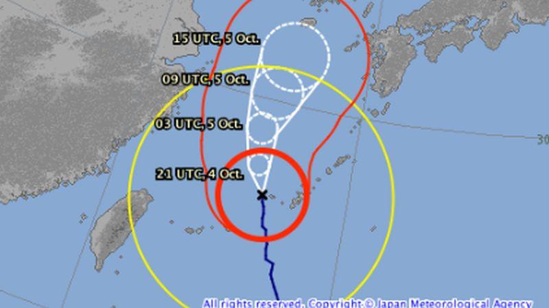 Typhoon Kong-rey as of Oct. 4, 2018. (Japan Meteorological Agency)