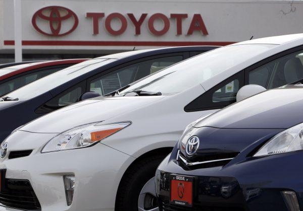 2012 Prius sedans at a Toyota dealership in the south Denver suburb of Littleton, Colo, on Feb. 19, 2012. (David Zalubowski/AP)