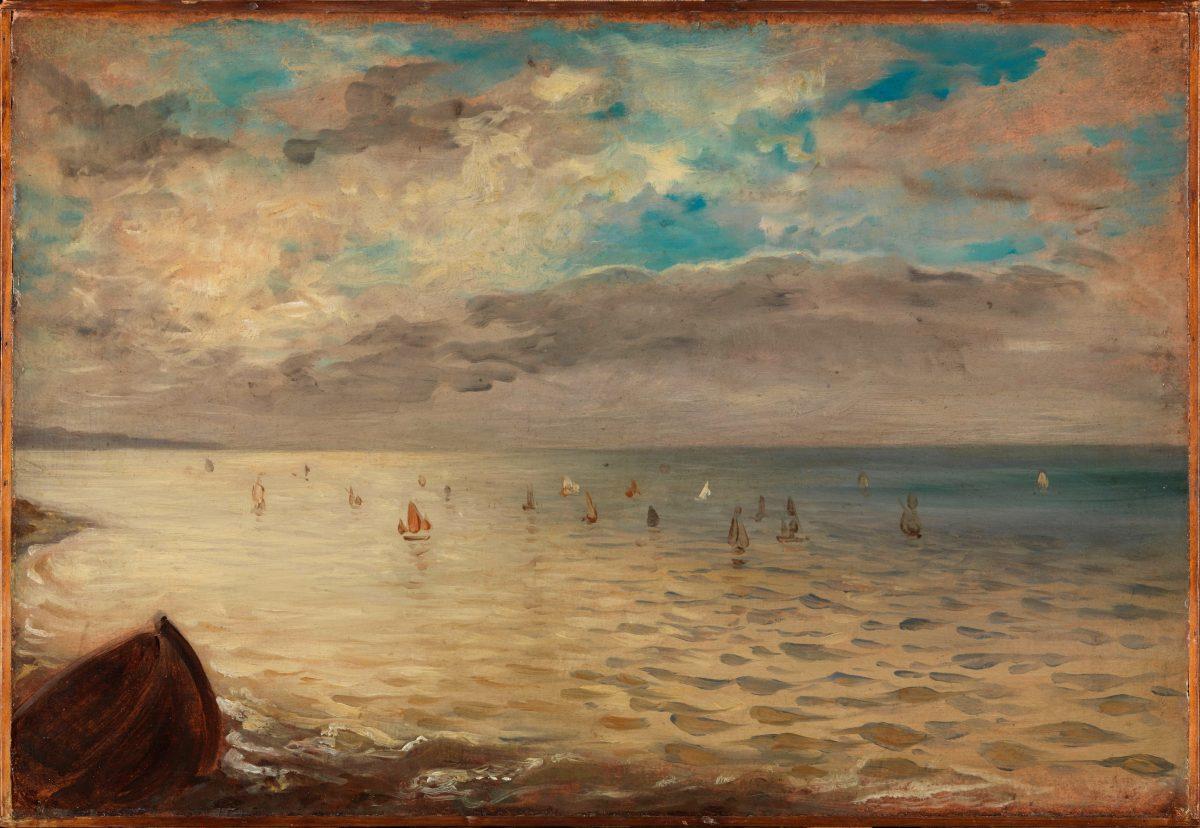 “The Sea at Dieppe,” 1852, by Eugène Delacroix. Oil on cardboard, laid down on wood, 13 3/4 inches by 20 1/16 inches. Musée du Louvre, Paris, bequest of Marcel Beurdeley, 1979. (Musée du Louvre, Dist. RMN-Grand Palais/Philippe Fuzeau/Art Resource, NY)