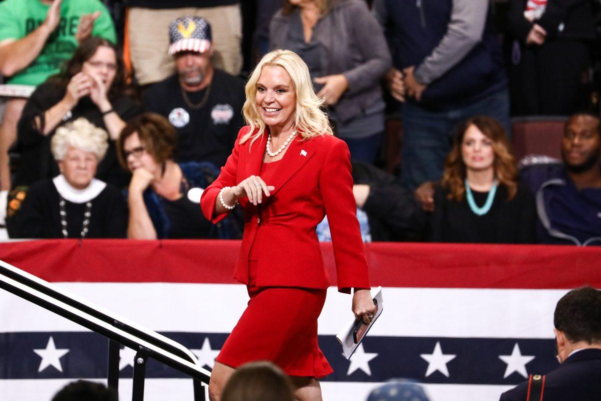 GOP Senate candidate Karin Housley at a Make America Great Again rally in Rochester, Minn., on Oct. 4, 2018. (Charlotte Cuthbertson/The Epoch Times)