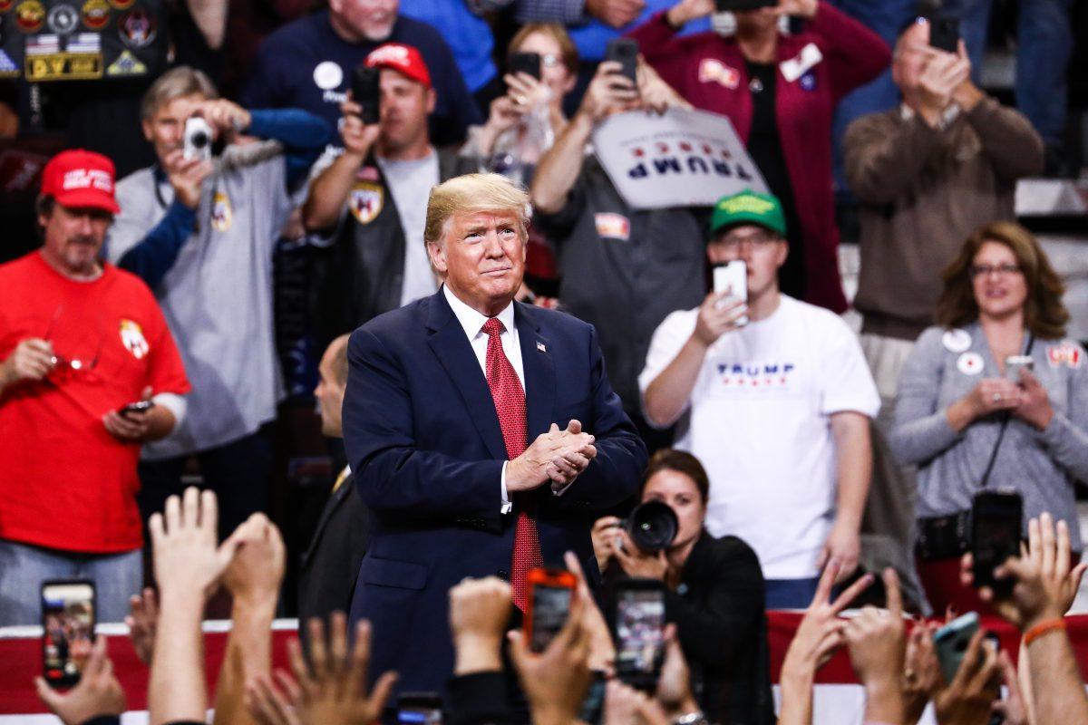 President Donald Trump at a Make America Great Again rally in Rochester, Minn., on Oct. 4, 2018. (Charlotte Cuthbertson/The Epoch Times)