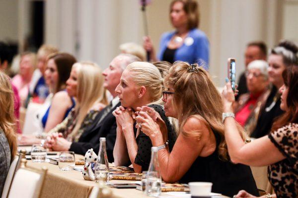 Women listen to a speech by Sebastian Gorka, former deputy assistant to President Donald Trump, at the Women for America First Summit, at Trump International Hotel in Washington on Oct. 5. (Samira Bouaou/The Epoch Times)