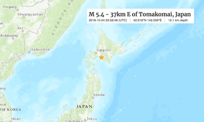 5.2 Magnitude Quake Hits Japan’s Hokkaido, No Tsunami Danger