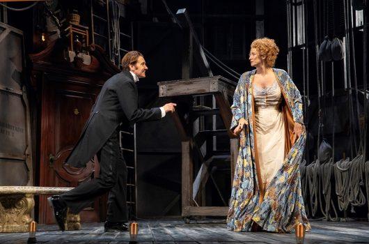 Jason Butler Harner plays the playwright Edmund Rostand, and Janet McTeer plays the famous actress Sarah Bernhardt. (Joan Marcus)