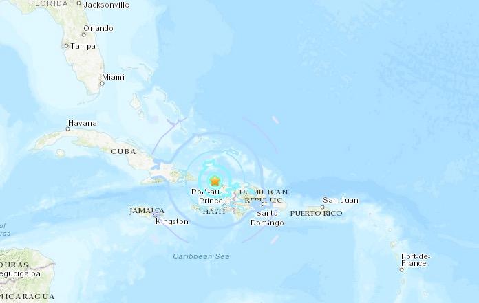 A 5.9 magnitude earthquake struck near the northernmost tip of Haiti late on Oct. 6, 2018. (USGS)