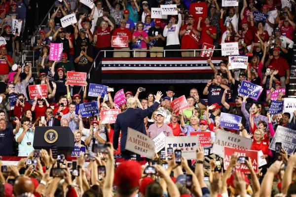 President Donald Trump at a Make America Great Again rally in Johnson City, Tenn., on Oct. 1, 2018. (Charlotte Cuthbertson/The Epoch Times)