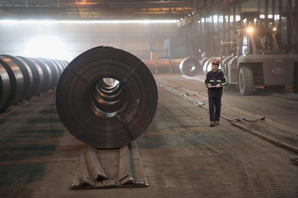 Steel coils produced at the NLMK Indiana steel mill in Portage, Ind., on March 15, 2018. (Scott Olson/Getty Images)