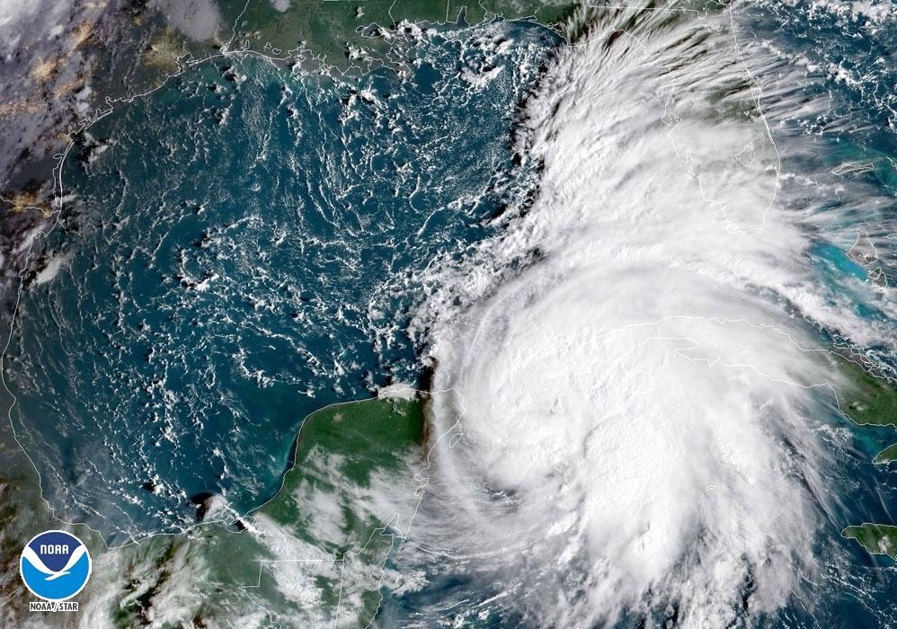 A satellite image of Tropical Storm Michael taken Oct. 8, 2018. (NOAA/Reuters)