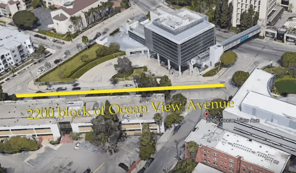 The officer-involved shooting occurred in the 2200 block of Ocean View Avenue on Aug. 20, 2018. (Screenshot/LAPD)