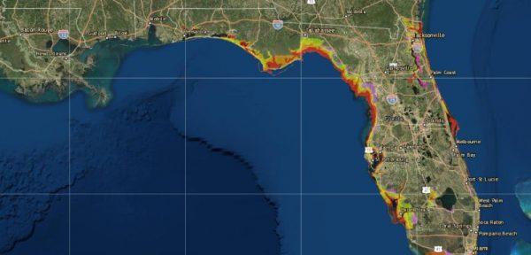 A map shows at-risk areas in Florida ahead of Hurricane Michael. (FloridaDisaster)