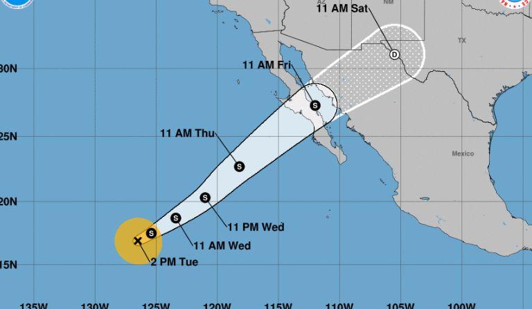 Sergio located in the Pacific Ocean about 1,215 miles west-southwest of Baja California, Mexico. (NHC)