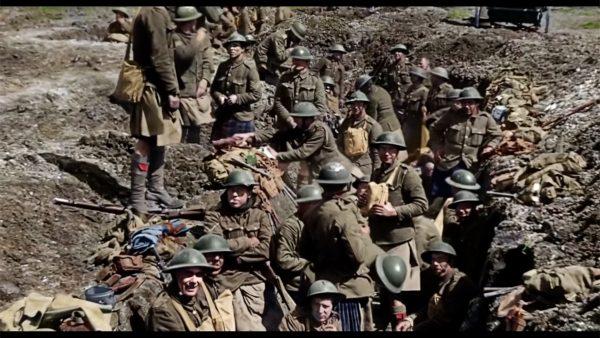 Soldiers in the trenches, World War I footage. (Screenshot/ WingNut Films/Peter Jackson/Reuters)
