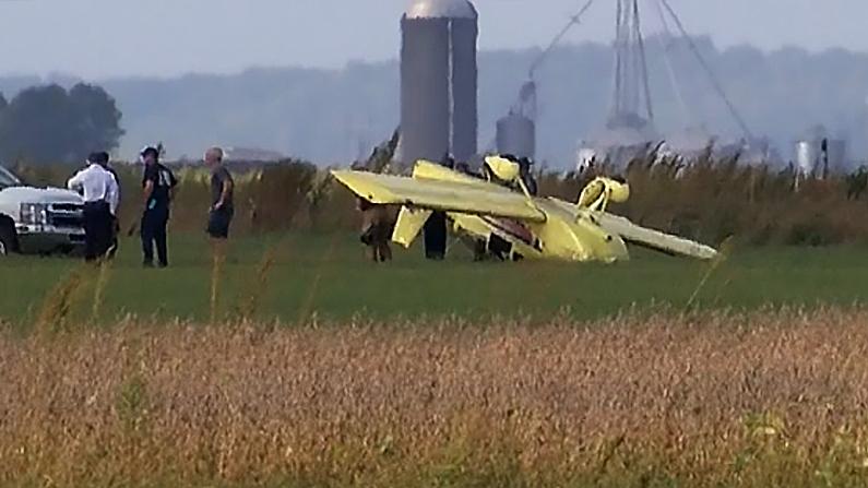 A light plane flipped over while landing at Missouri’s Cape Girardeau Regional Airport, on Oct. 9, 2018. (Screenshot/Fox)