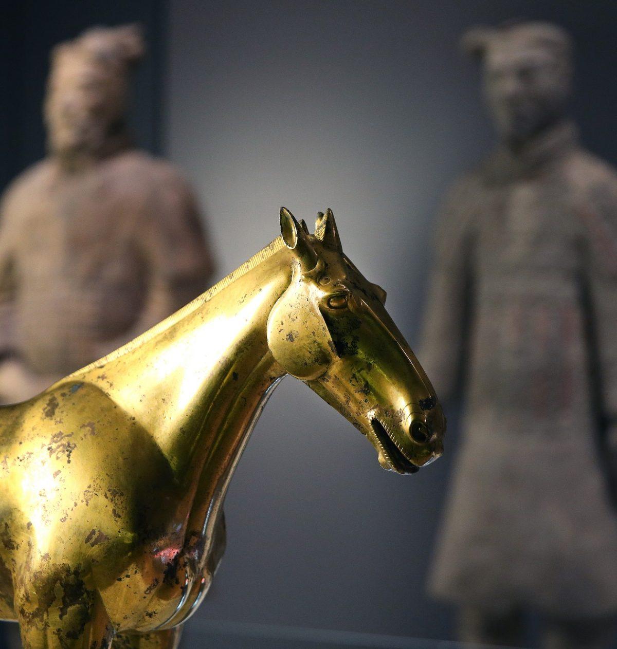 The sleek contours of the "Golden Horse of Maoling," thought to be based on the horses that Emperor Wu imported from Uzbekistan and Kyrgyzstan. (Gareth Jones)
