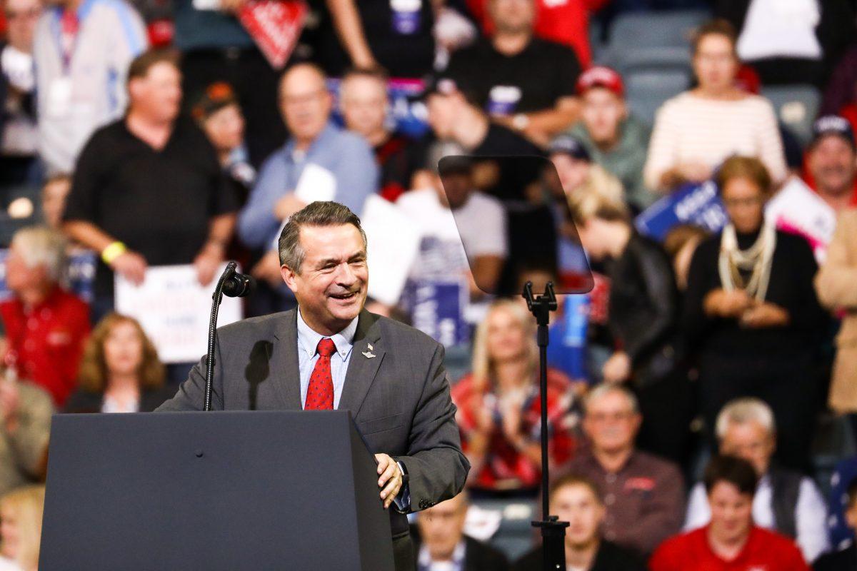 Rep. Don Bacon (R-Neb.) at a Make America Great Again rally in Council Bluffs, Iowa, on Oct. 9, 2018. (Charlotte Cuthbertson/The Epoch Times)