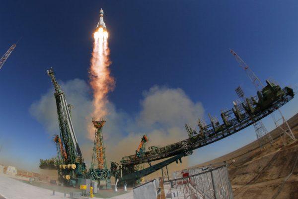 The Soyuz-FG rocket booster with Soyuz MS-10 space ship carrying a new crew to the International Space Station, ISS, blasts off at the Russian leased Baikonur cosmodrome, Kazakhstan, on Oct. 11, 2018.  (AP Photo/Dmitri Lovetsky)