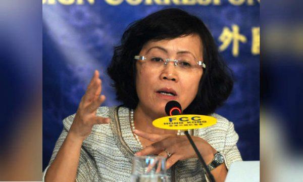 Hu Shuli, co-founder of China's state-owned Caixin Media, speaks at the foreign correspondents club in Hong Kong on July 11, 2011. Caixin Media was established in January 2010. (Mike Clarke/AFP/Getty Images)