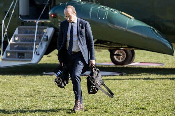 Stephen Miller returns to the White House in Washington on April 5, 2018, after an event in West Virginia. (Samira Bouaou/The Epoch Times)