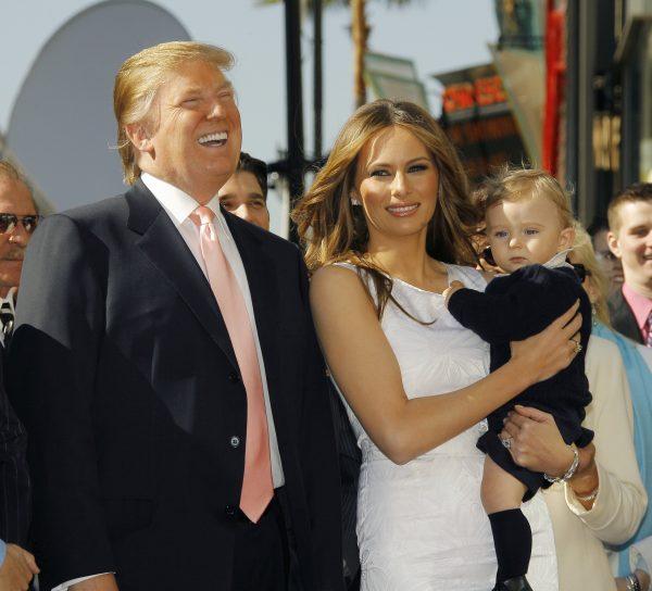 Donald Trump, Melania Trump, and son Barron attend the ceremony honoring him with a star on the Hollywood Walk of Fame in Hollywood, Calif. on Jan. 16, 2006. (Vince Bucci/Getty Images)