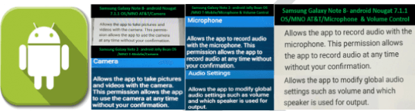 Control over hardware such as the camera, microphone, and volume control gives content developers the ability to take pictures plus record audio and video without user consent or knowledge. (Screenshot via Rex M. Lee)