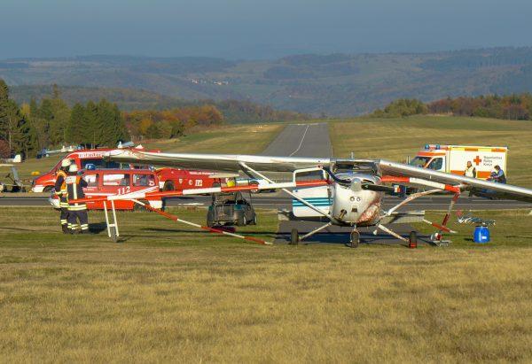 The Cessna hit two adults and a child at an airfield on the approximately 950-metre (3,100 foot) high Wasserkuppe plateau in the central state of Hesse, on Oct. 14, 2018. (Joscha Reinheimer/AFP/Getty Images)