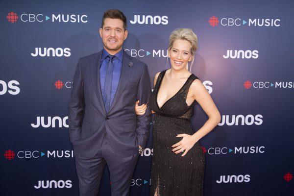 Michael Bublé and his wife Luisana Lopilato at the red carpet arrivals at the 2018 Juno Awards in Vancouver, Canada, on March 25, 2018. (Phillip Chin/Getty Images)