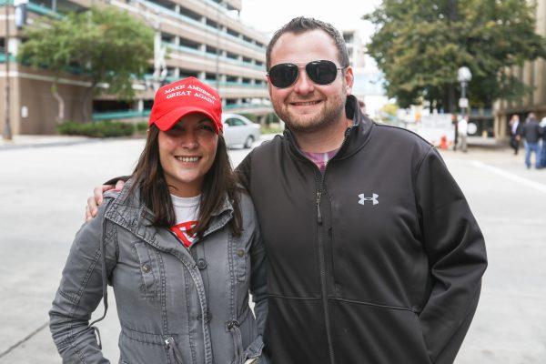 Casie and Matt Steeves before a Make America Great Again rally in Rochester, Minn., on Oct. 4, 2018. (Charlotte Cuthbertson/The Epoch Times)