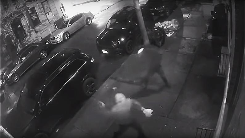 Security camera video shows two people throwing bricks through the front windows of the Metropolitan Republican Club, in Manhattan, New York City, on Oct. 12, 2018. (Screenshot/Metropolitan Republican Club via Storyful)
