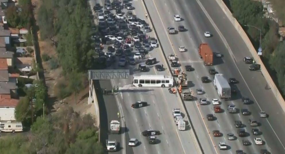The crash took place on the 405 Freeway on Oct. 14,2018, prompting all southbound lanes in the area to close. (Fox)