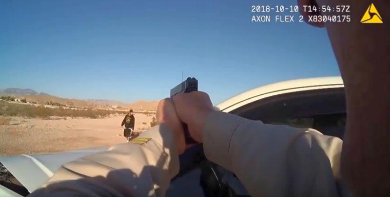 Las Vegas police released video footage showing an officer-involved shooting of a suspected DUI driver, saying the incident may have been a case of “suicide by cop.” (Las Vegas Police Department)