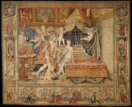 “Aglauros’s Vision of the Bridal Chamber of Herse, from the Story of Mercury and Herse," designed circa 1540, woven circa 1570, after a print by Giovanni Battista Lodi da Cremona. Wool, silk and precious metal-wrapped threads. Bequest of George Blumenthal, 1941. (The Metropolitan Museum of Art)