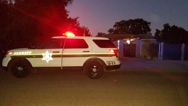 A sheriff's vehicle at the scene of a shooting in Fresno, California, where a boy shot his father on Oct. 13, 2018. (Fresno County Sheriff)