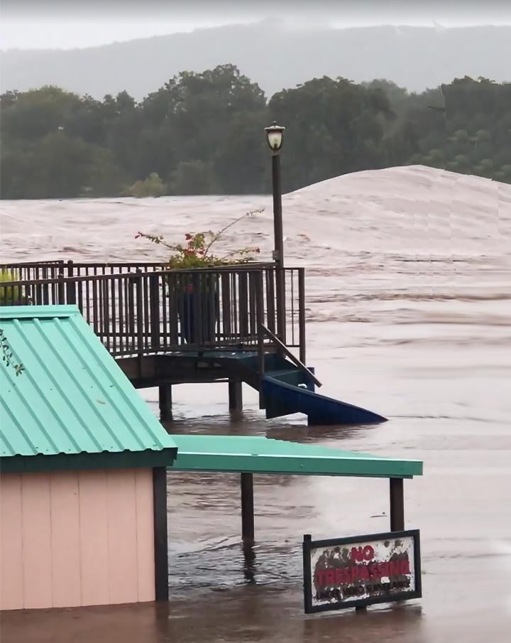 The Llano River reached catastrophic flood levels, inundating surrounding communities. (Screenshot/Richard Wansley via Storyful)