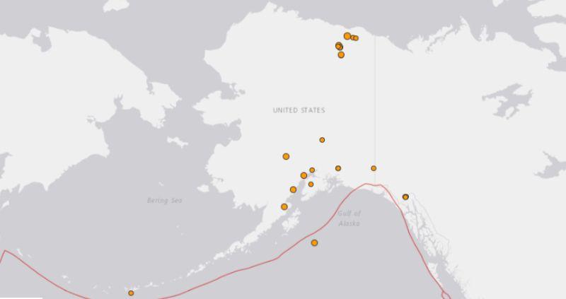 The U.S. Geological Survey (USGS) reported numerous earthquakes in Alaska over the past 24 hours. (USGS)