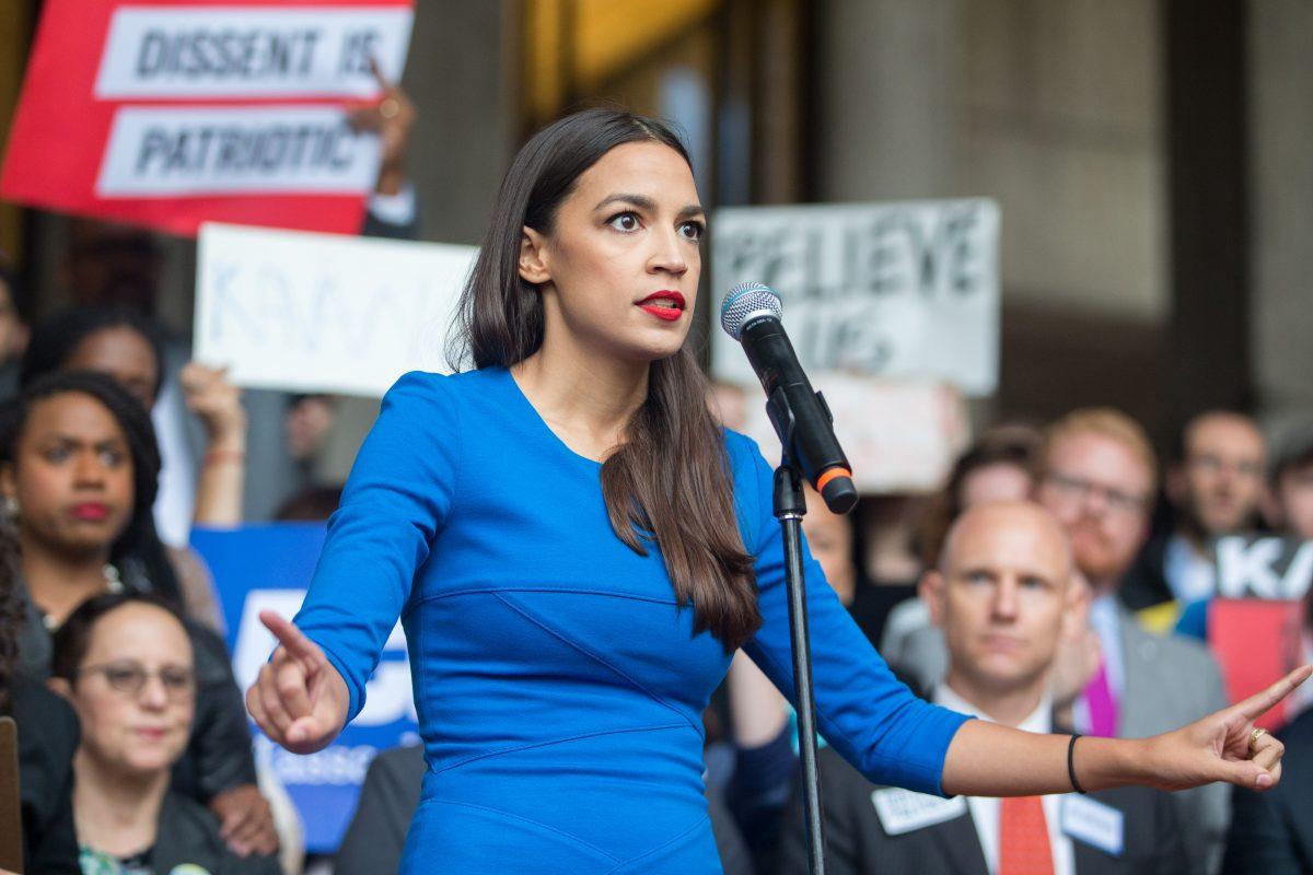 New York Democratic congressional candidate Alexandria Ocasio-Cortez speaks at a rally calling on Sen. Jeff Flake (R-AZ) to reject Judge Brett Kavanaugh's nomination to the Supreme Court in Boston, Massachusetts on Oct. 1, 2018. (Scott Eisen/Getty Images)