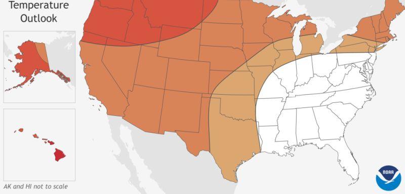 The U.S. National Oceanic and Atmospheric Administration (NOAA) has predicted a milder winter across much of the United States. (NOAA)